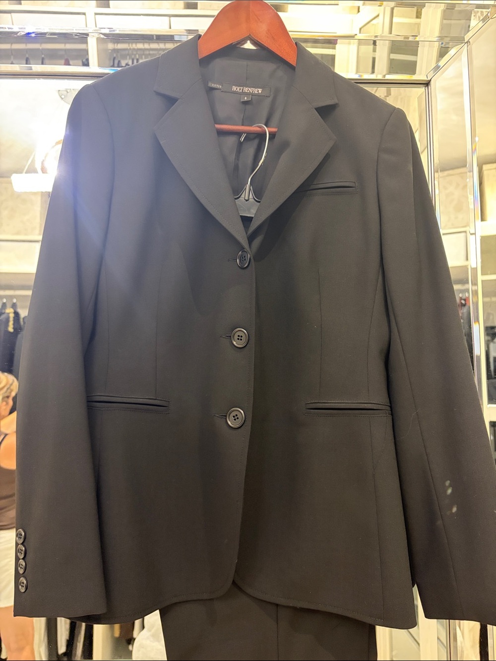 Black Women's Tailored Blazer Jacket - Vintage Holt Renfrew Suit